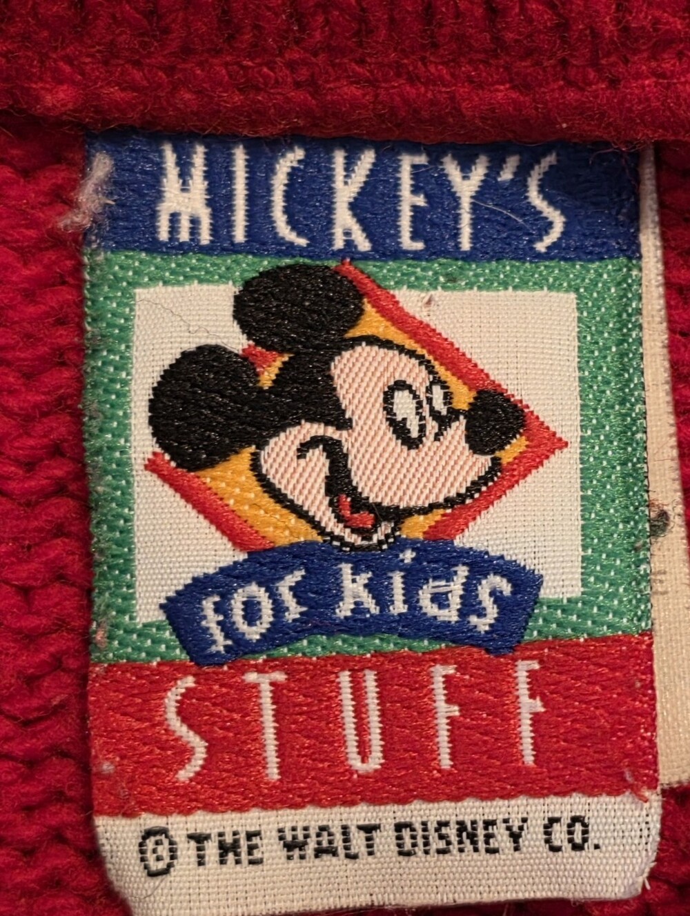 Vtg Childs Large 6x Disney Mickey Mouse Sweater Red Black Acrylic Knit Korea 90s - Picture 5 of 7